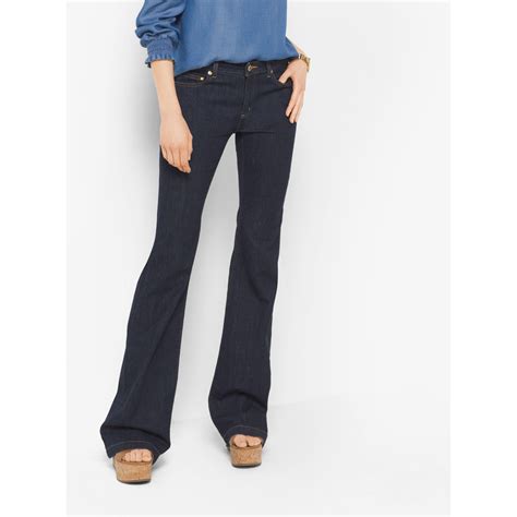 Michael Kors Selma Flare Leg Jeans Denim Pants, Indigo Wash